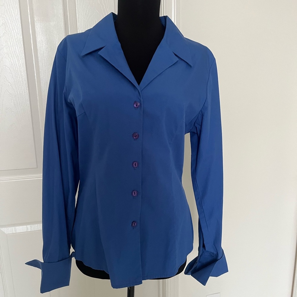 Women's Blue Button-Up Top